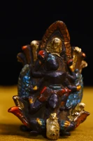 2 tibetan temple collection old bronze painted happy buddha ring jewelry amulet pendant town house exorcism