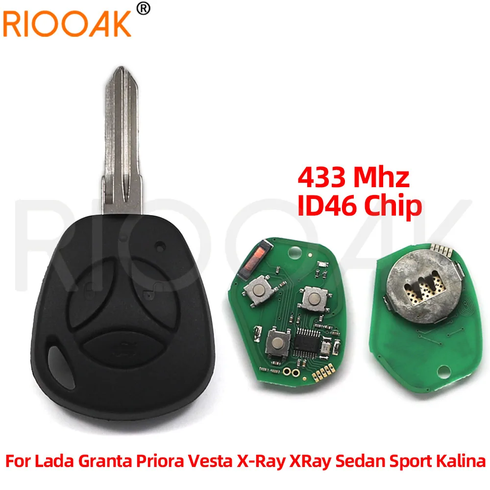 

Для Lada Granta Priora Vesta X-Ray XRay Sedan Sport Kalina 3 кнопки дистанционного ключа автомобиля 433 МГц 46 чип 2011 2012 2013 2014 2015