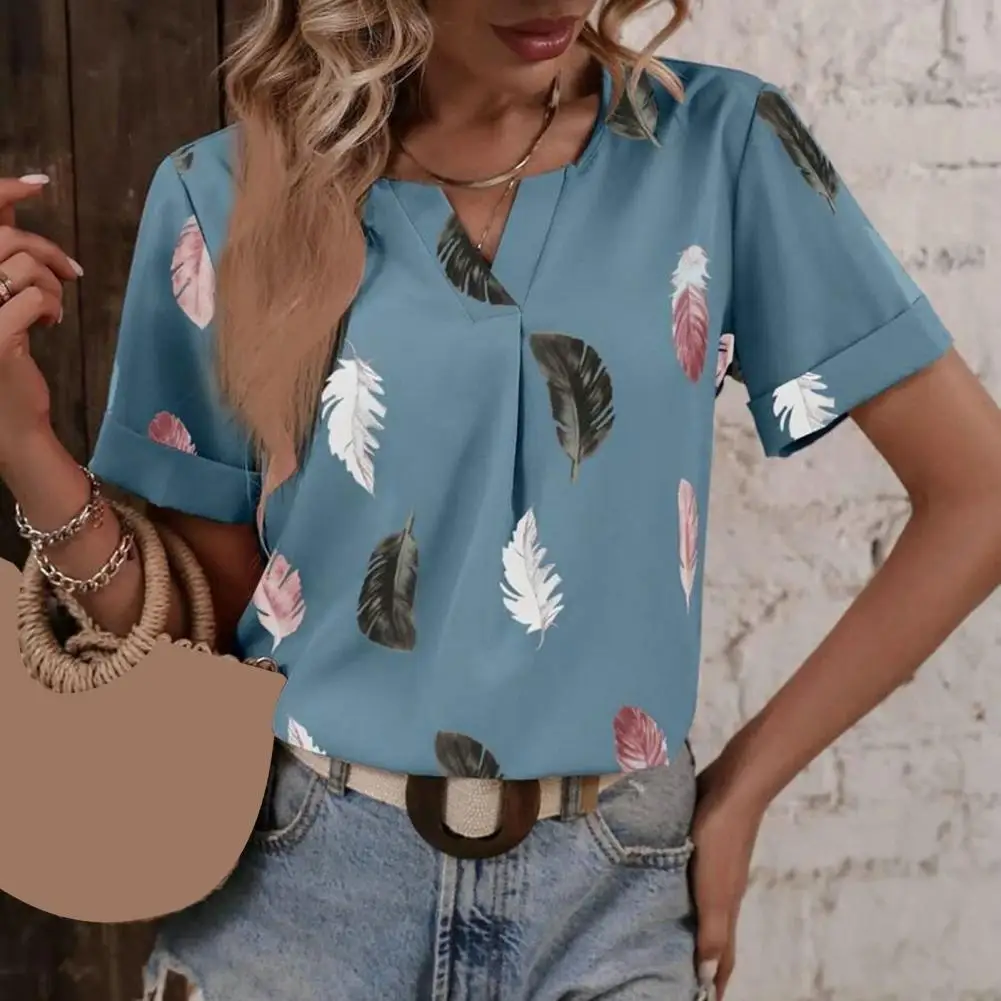 

Tee Top Thin Women T-shirt Ladies Printing Pullover Blouses Shirt