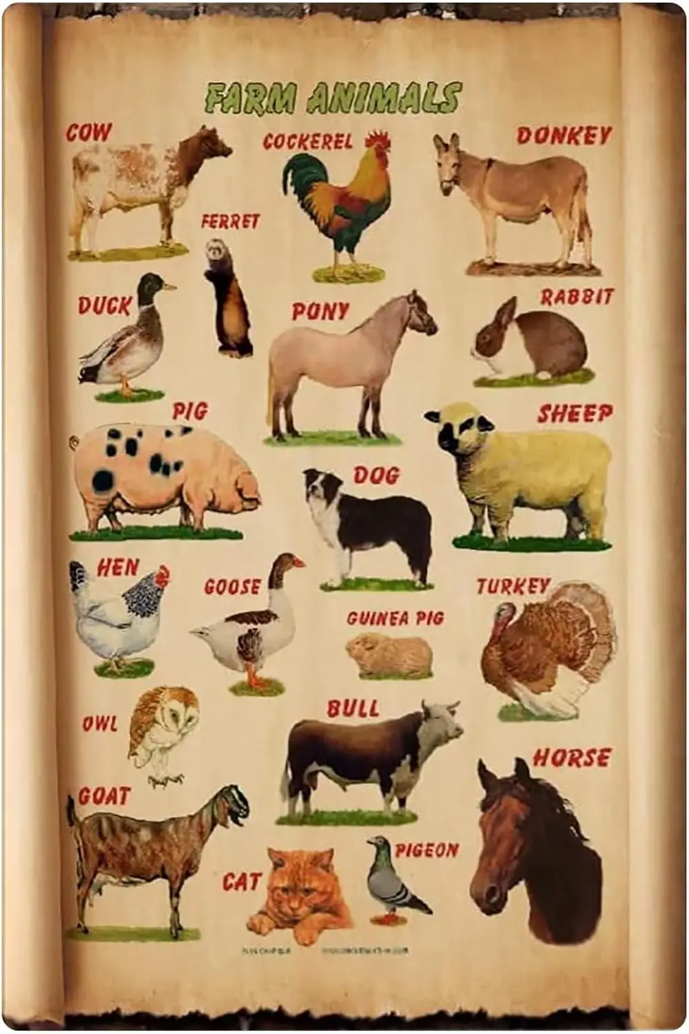 JUFOTK Frm nmls nfogrphc Metl Tn Sgns Knowledge постер Herdsmn Frmer Home Frmhouse Scence Wll Decor Rnch Retro Plque De