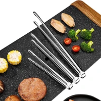 3pcs stainless steel grill tongs cooking utensils for bbq baking silver kitchen accessories camping supplies free shipping