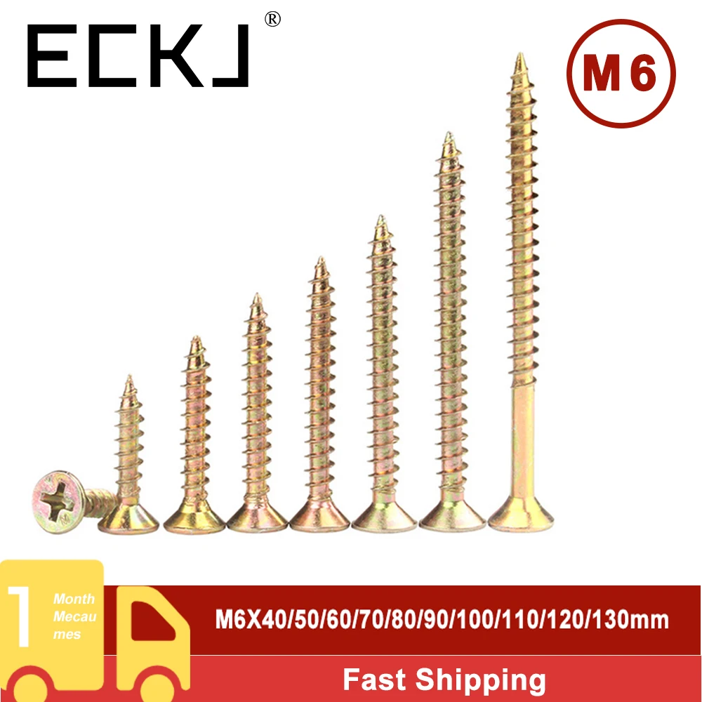 

ECKJ M6 крестообразный привод, плоский резьбовой встраиваемый саморез, потайная латунная древесно-деревянная древесно-волокнистая петля