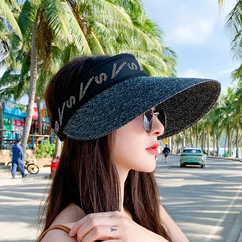 Summer Sunscreen Empty Bucket Hat Beach Cap Straw Hat Women's Summer Sun Hat Beach Cap