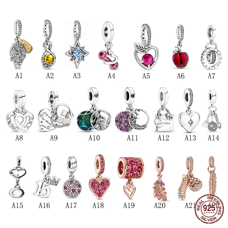 

925 Sterling Silver Hollow Spherical Character Round Gems Pendant DIY Beads Fit Original Pandora Charm Bracelet Women Jewelry