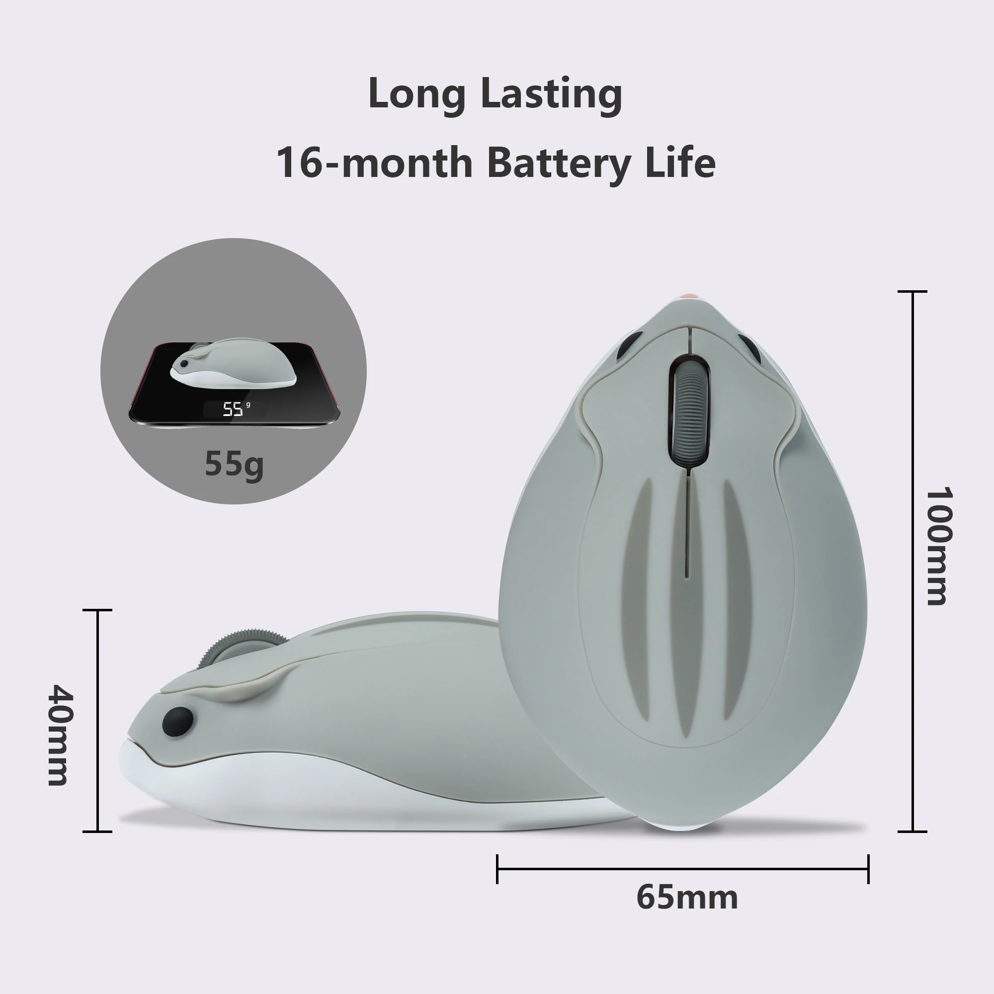 Фото Мини-беспроводная мышь 3D Cute Hamster 2,4G Bluetooth Двухрежимное подключение Длительный срок службы батареи Бесшумная USB-оптическая мышь для портативных ПК №5