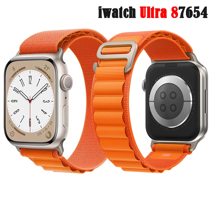

Ремешок Alpine для Apple watch band Ultra, нейлоновый браслет для iWatch series 7 6 5 4 se 8, 49 мм 44 мм 40 мм 45 мм 41 мм 42 мм 38 мм 45 мм