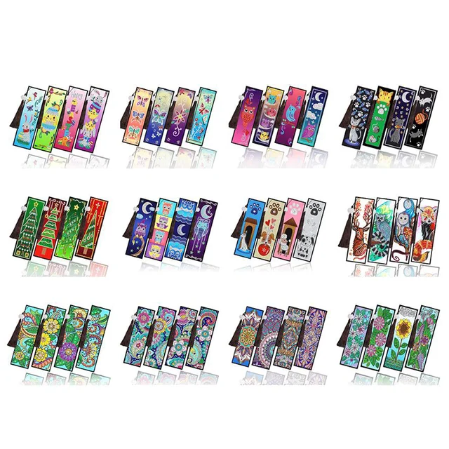4Pcs/Set Diamond Painting Bookmark Diamond Art Bookmarks Tassel Book Marks Cross Stitch Embroidery Mosaic Bookamrk DIY Art Craft 1