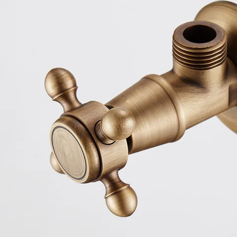 Маховик с цветком сливы, латунный угловой клапан в античном стиле, запасные части для одного смесителя для унитаза, универсальный стопорный водяной клапан