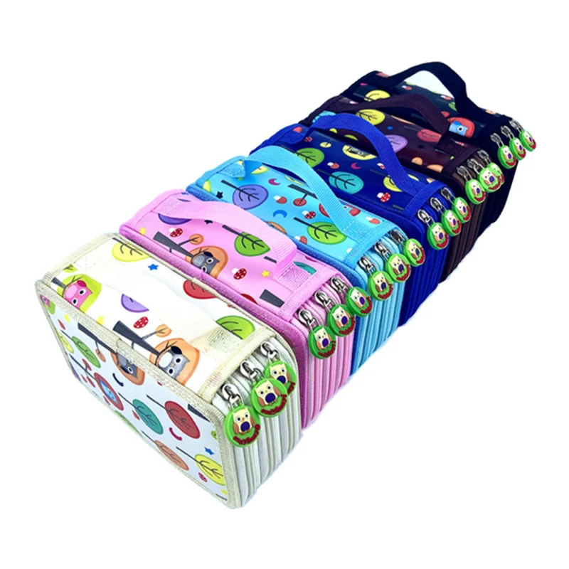 Case School Pencilcase For Girls Pen Box Big 32/52/72 Slots Stationery Bag Large Capacity Pouch Cute Owl Holder