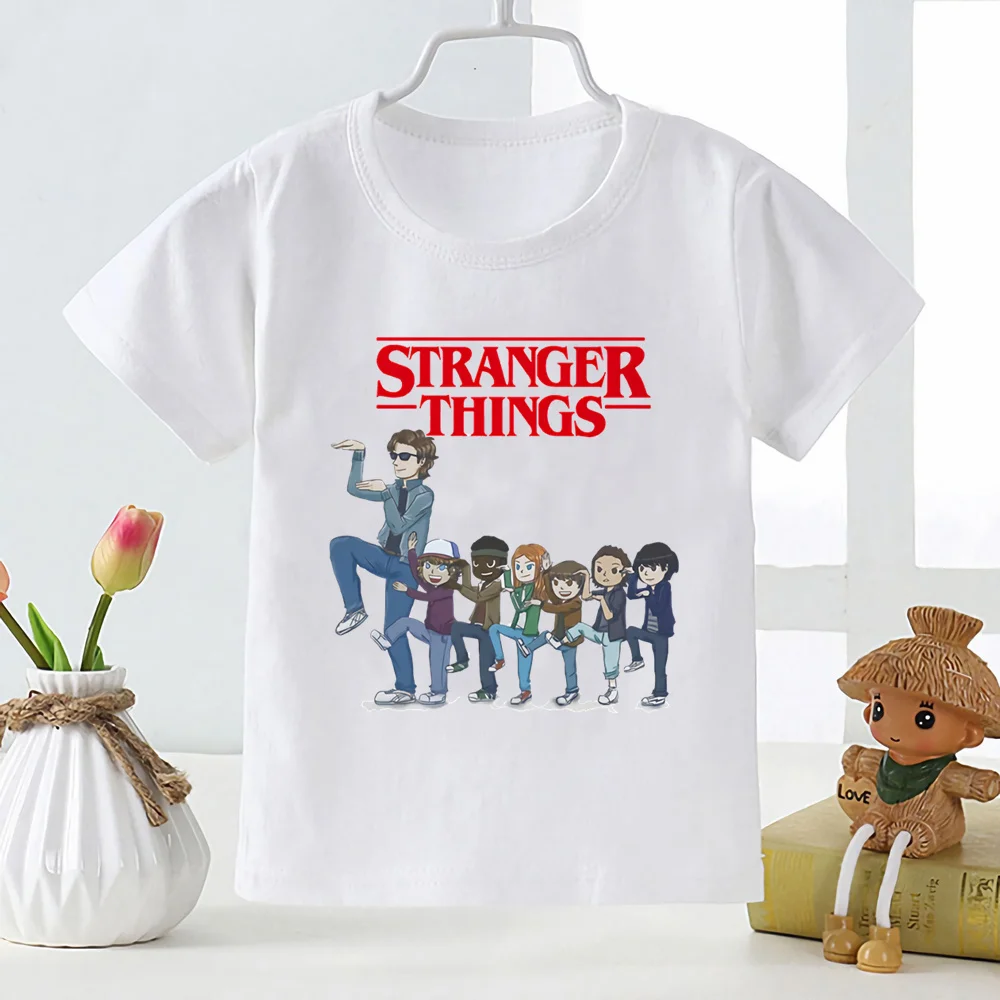 Детские футболки с принтом «очень странные дела», детские летние Забавные футболки с принтом «очень странные дела», топы для мальчиков и де...