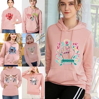 sweatshirts womens casual printing loose pullover clothes hooded long sleeve tops fashion creative pattern teenagers streetwear