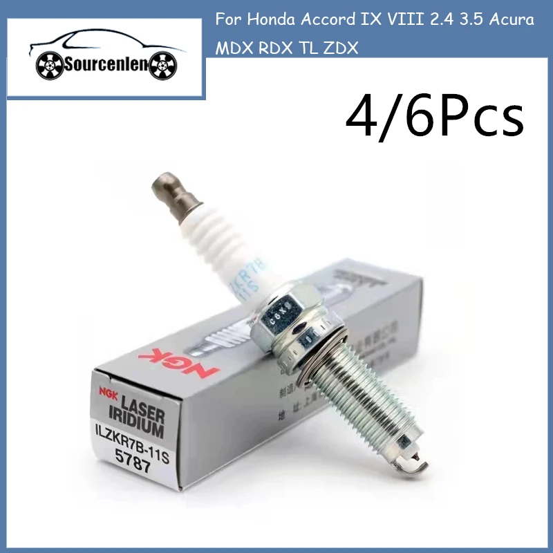 

4/6 шт. иридиевая Свеча зажигания ILZKR7B11S 5787 Подходит для Honda Accord IX VIII 2,4 3,5 Acura MDX RDX TL ZDX