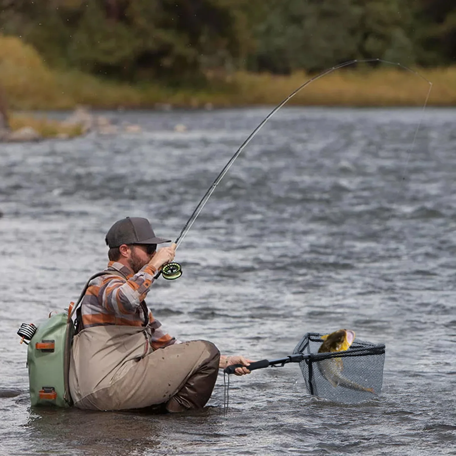 Sougayilang рыболовная сеть рыболовный трек 75/95/115 см портативная складная для ловли