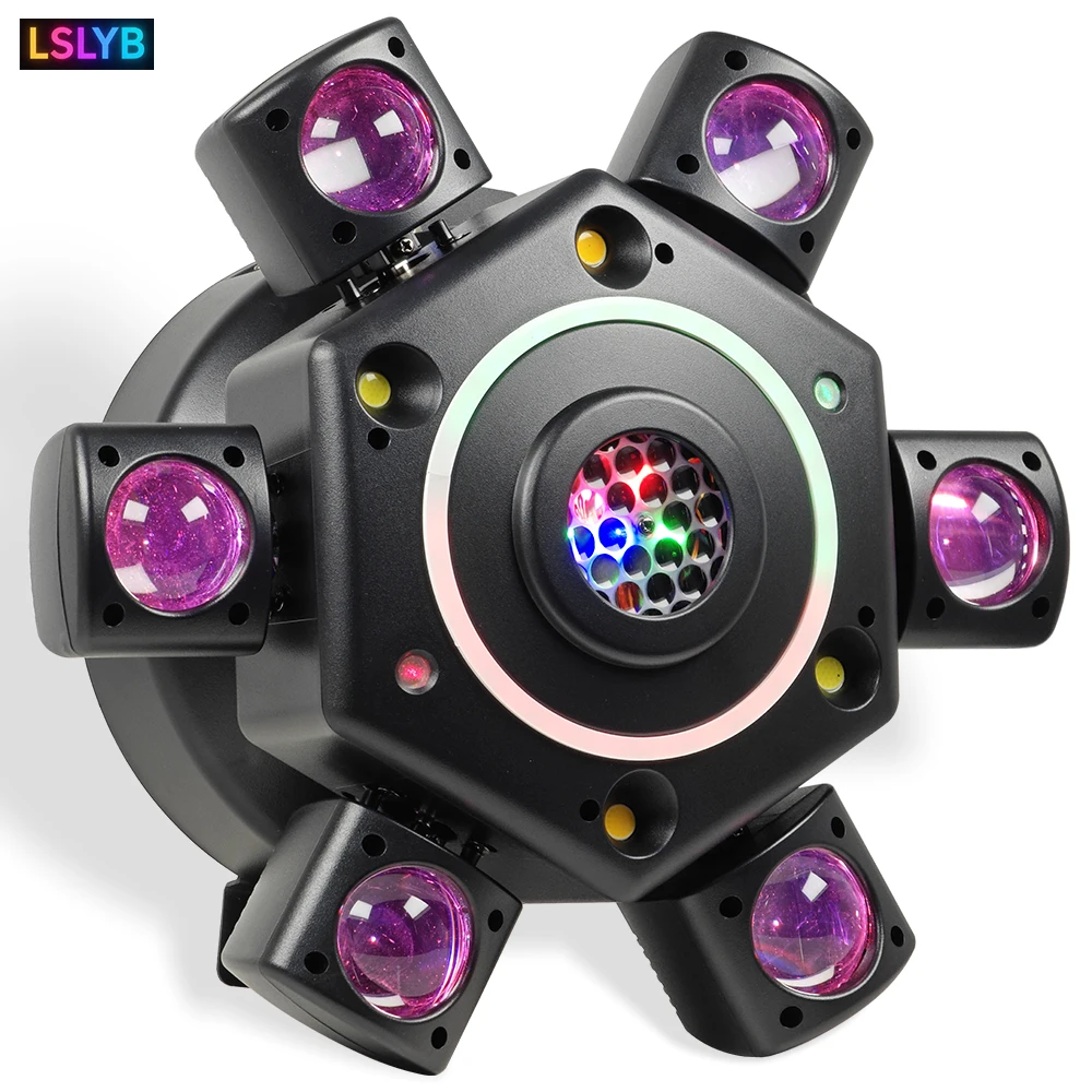 

100 Вт диско-лучевой светильник для вечеринок, 6 рычагов, вращающийся сценический светильник + лазерный + стробоскоп + светодиодный 4в1, многофункциональный светильник с подвижной головкой