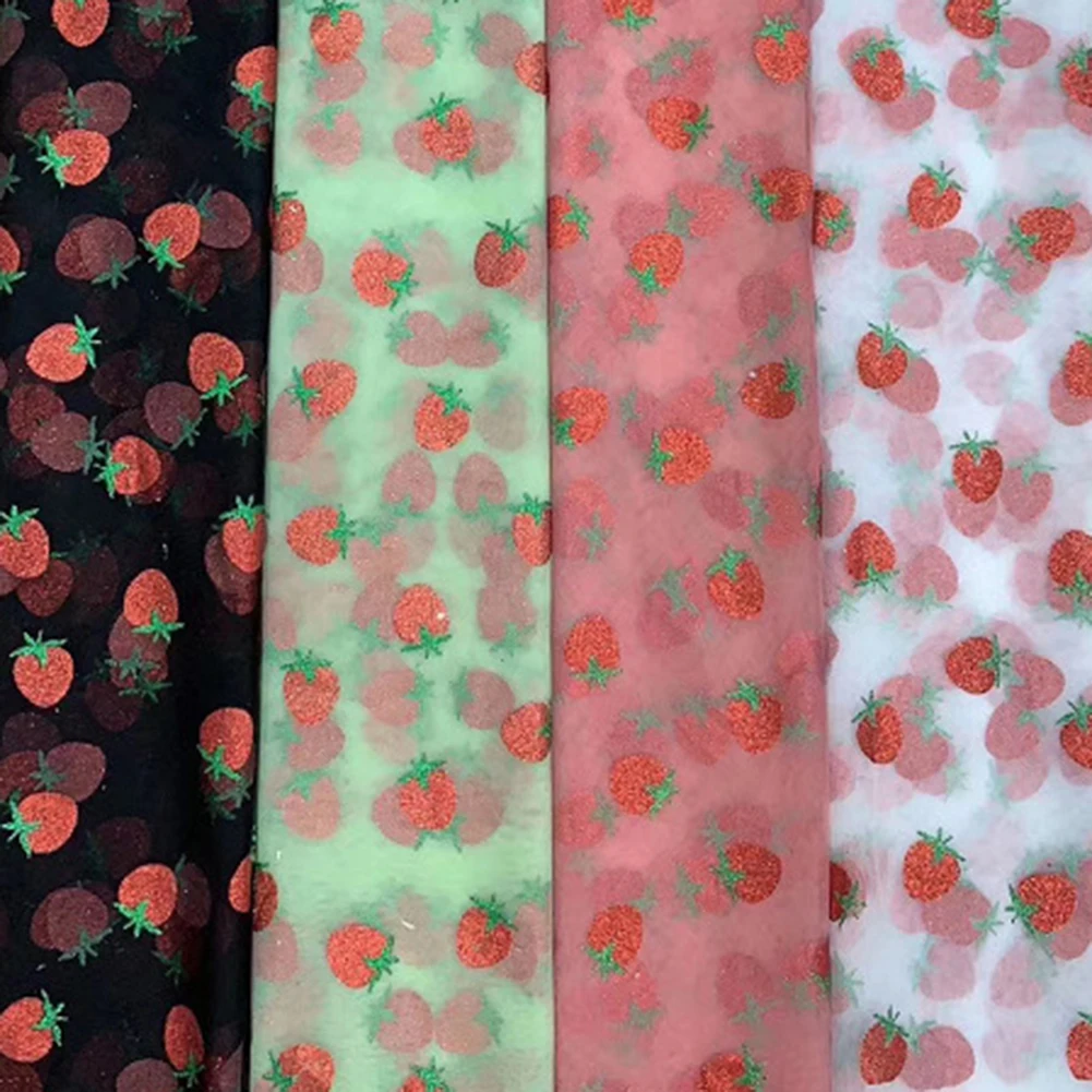 

Fashionable Strawberry Tulle Fabric Printed Mesh Fabric DIY Dress Lace Tulle Patchwork Sewing Fabric Birthday Party Supplies