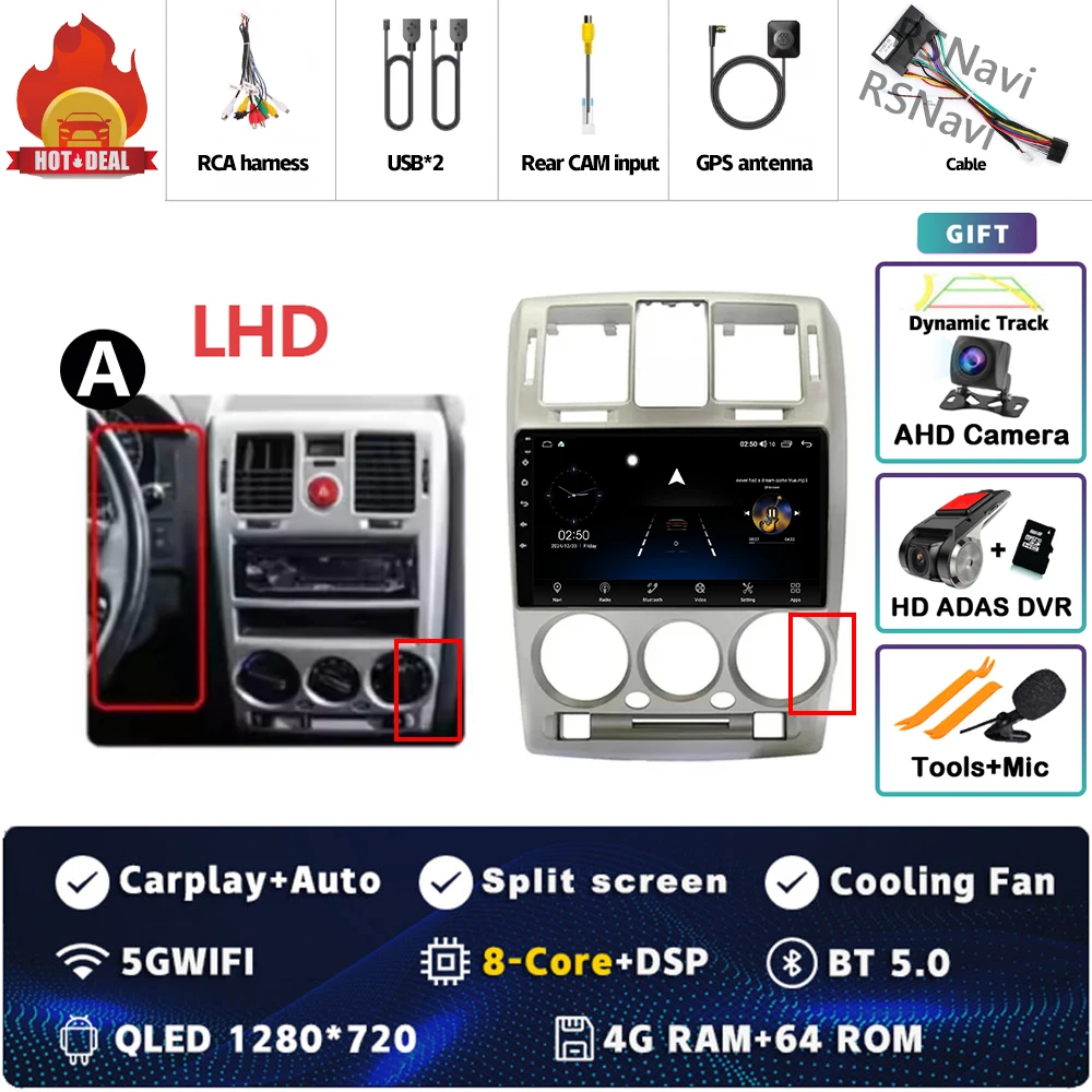 Android 15 Carplay Auto для Hyundai Getz 2002 2003 2004-2010 2011 Радиоплеер Мультимедиа Стерео Навигация DSP Видео GPS