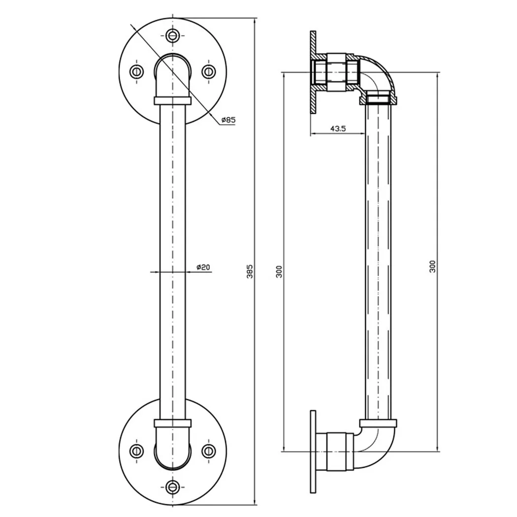 

Iron Door Pull Handle Matte Black Accessory Anti-rust Balcony Included Screws