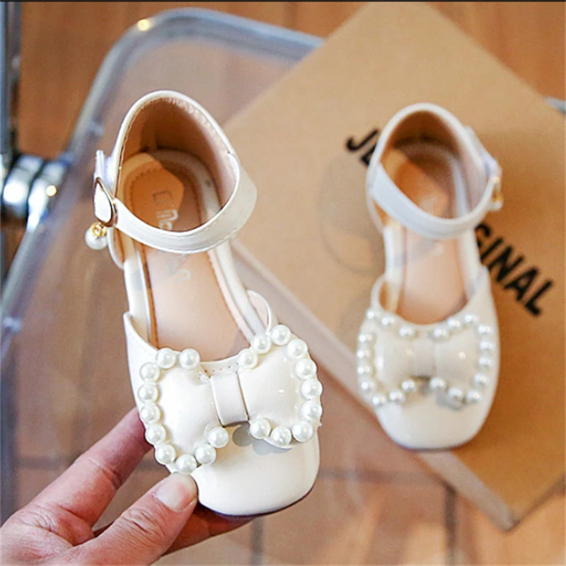 

New Summer Children Shoes Girls Bow Pearl Princess Dress Dance Performance Student Baby Toddler Flats Kids 019