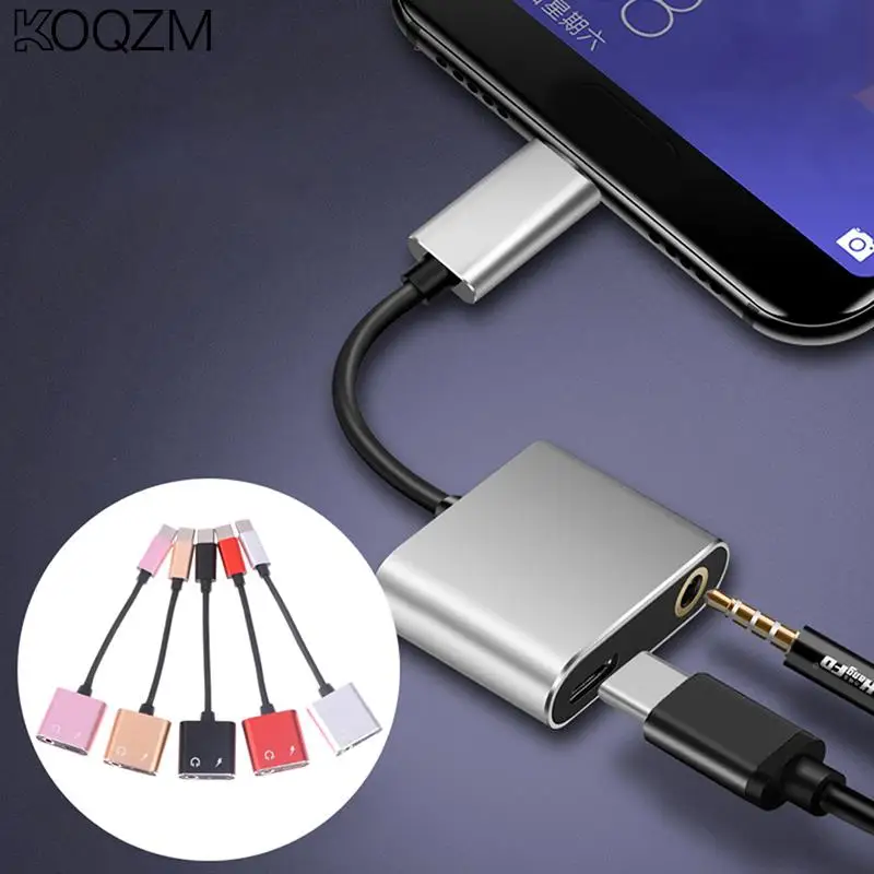 

2 In 1 USB C To 3.5mm Headphone Jack Adapter Universal Type C Charge Audio Aux Adaptor For Xiaomi Huawei