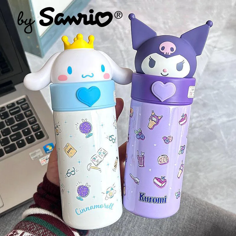 

2023 Sanrio Y2k My Melody Kuromi Cinnamoroll Thermos Cup Water Bottle 350ml Anime Kawaii Cute School Childrens Students Portable