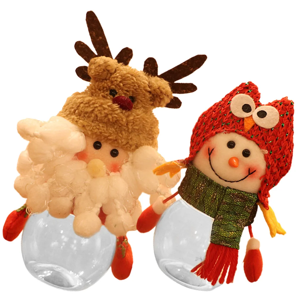 

Candy Box Christmas Storage Bottle Jar Gift Case Favorboxes Snowman Party Containers Holiday Transparent Nut Holder Biscuits