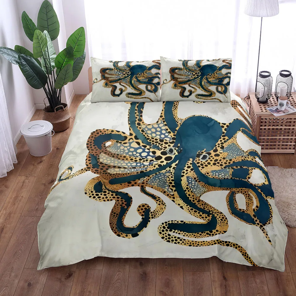 

vintage marine lives digital art bedding set king queen double full twin single size bed linen set