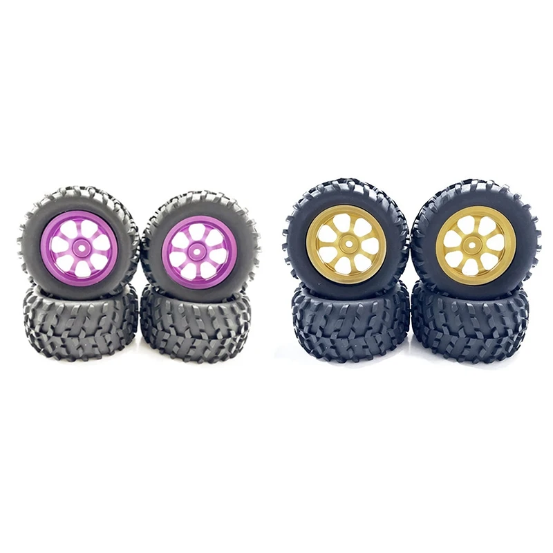 

4Pcs 82Mm Rubber Tire Metal Wheel Rim 12Mm Hex For MJX H16 16207 16208 16210 HBX 16889 SG1601 SCY 16101 1/16 RC Car