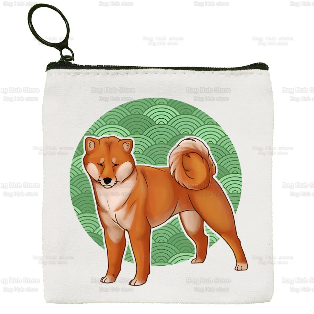 Shiba Inu Simple Canvas Coin Purse Cute Cartoon Key Case Lady Japanese Cute Kawaii Dog Bag Coin Storage Bag