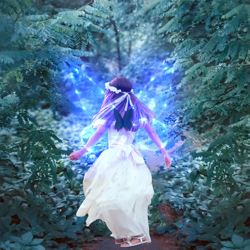

Butterfly Fairy Wings with LED Garland Wreath Kids Girls Fairy Angel Wings for Halloween Cosplay Party Favors Christmas Costume