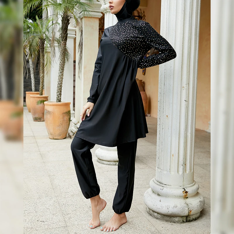 Мусульманский женский купальник Burkini длинный рукав пляжный отдельный одно плечо