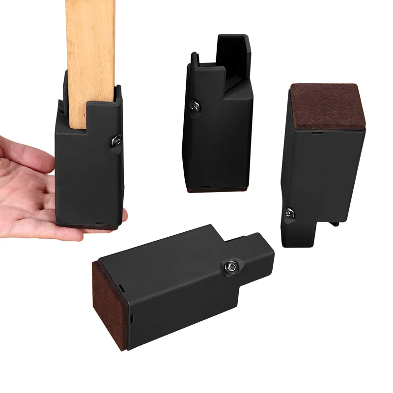 

4PCS Adjustable Furniture Leg Risers Bed Foot Pads with Screw Clamp Heavy Duty Square Round 52 102mm Sofa Table Chair Leg Risers