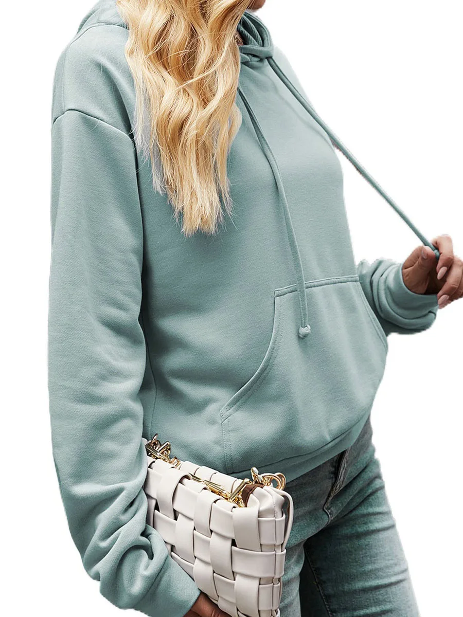 

FOMOYUU Women Long Sleeve Hooded Sweatshirt Letters Printed Oversized Drawstring Hoodie Pullover with kangaroo Pocket