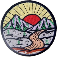 sunrise from mountain vintage explore outdoor patch embroidered applique iron on sew on emblem