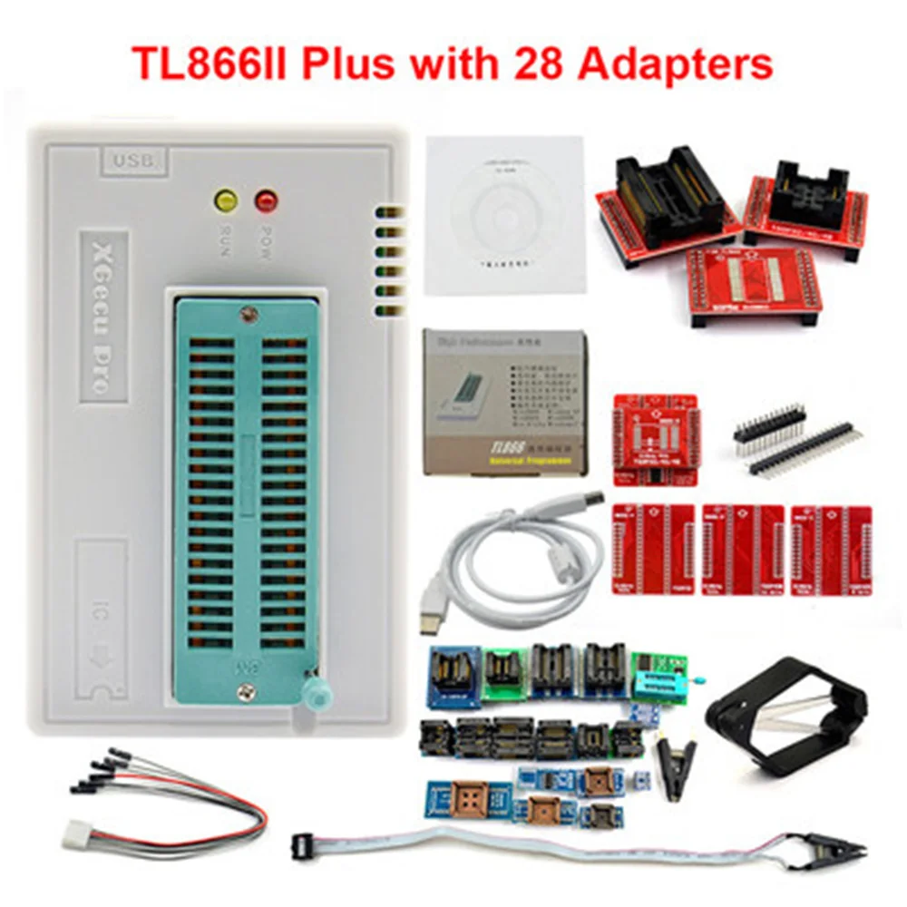 V11.81 TL866II Plus Universal Programmer Support 16000+IC  SPI Flash 27Adapters+BGA48 BGA63 + Test Clip High Speed Programmer