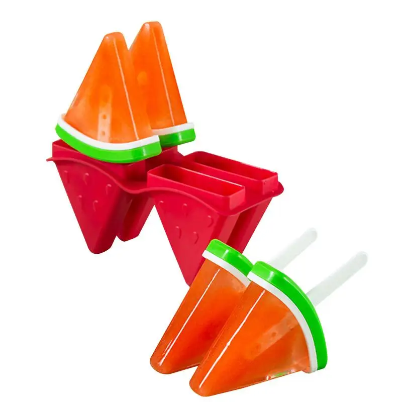 

Food Grade Watermelon Ice Cream Molds Frozen Ice Cube Molds Popsicle Maker DIY Homemade Freezer Lolly Mould With Free Sticks