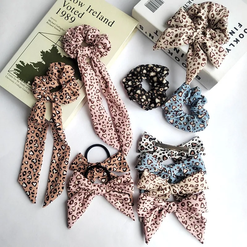 

Модная женская заколка с бантом и принтом Длинная лента для конского хвоста шарф заколка для волос резинки для волос для девочек эластичные...