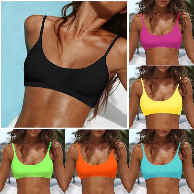 

8 Color Black Solid Sexy Bikini Top 2023 New Women Swimwear Cup Bra Padded Swimsuit Bathing Suit Beachwear Female Top Bikini Set