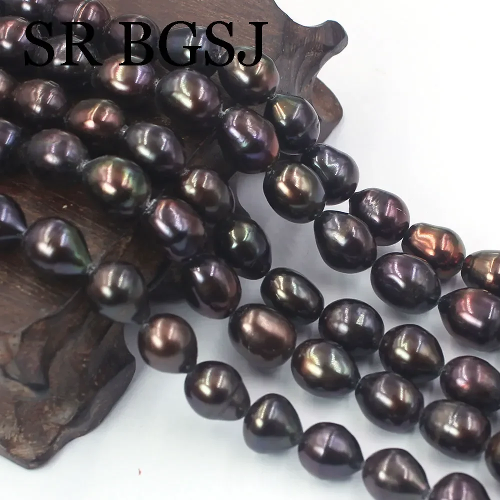 10-11 мм 14 дюймов черный натуральный пресноводный жемчуг рис изготовление