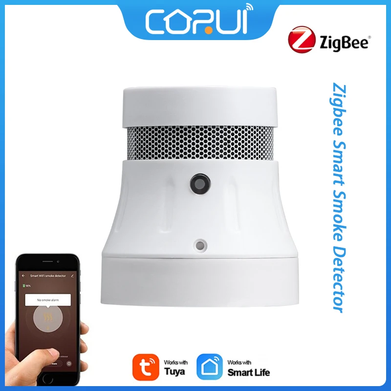 

Смарт-детектор дыма CoRui Tuya Zigbee, система охранной сигнализации с управлением через приложение Smart life/tuya, противопожарная сигнализация