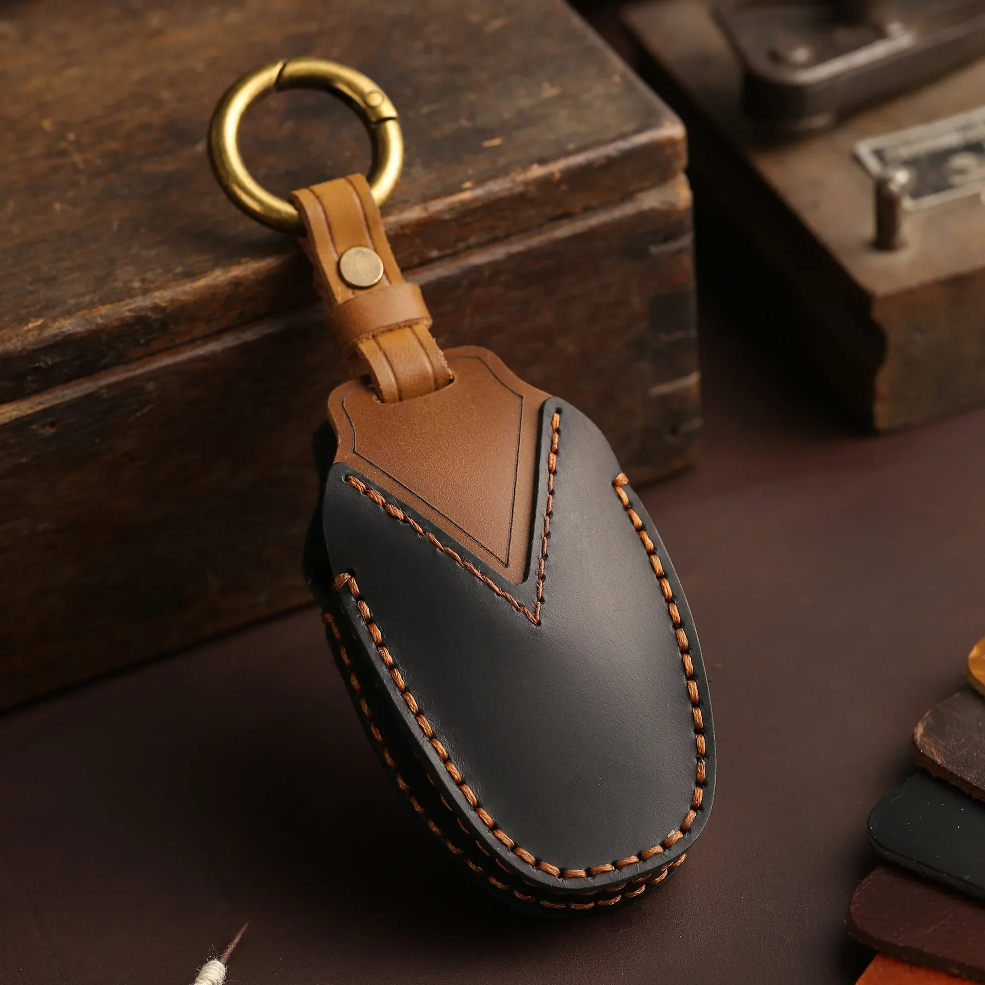 Кожаный чехол для автомобильного ключа держатель Peugeot 207 208 3008 206 308 508 2008 407 5008 Citroen C3