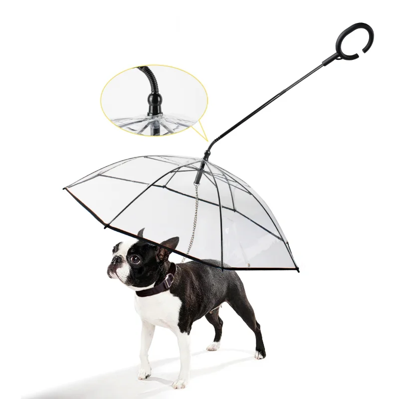 

Transparent Pet Umbrella Dog C-Shape Umbrella Pet Supplies Adjustable Rainy Day Dog Walking Leash
