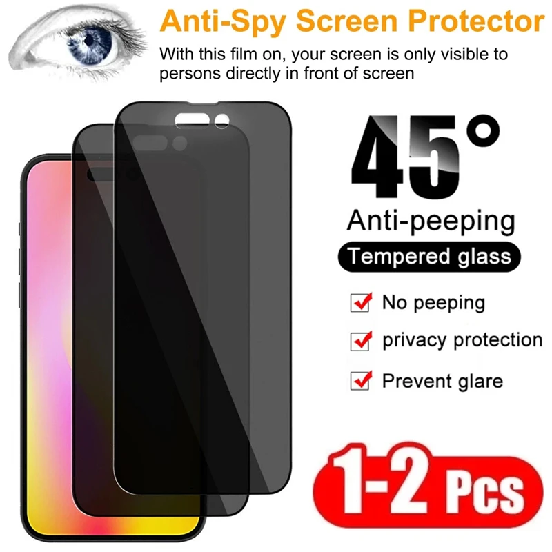 

1-2Pcs Privacy Screen Protector for IPhone 14 11 13 Pro Max 12 Mini XS MAX Anti-Spy Glass for IPhone X XR SE2020 6 7 8 Plus Film