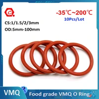 10pcs wire dia 11 523mm red silicon ring silicone vmq o ring rubber o ring seal gaskets oil ring washer od5 100mm