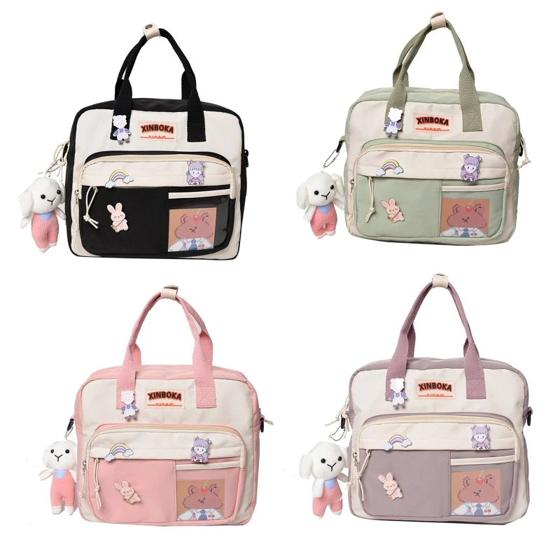 

Backpack with Plush Pendant Girls Japanese Schoolbag Daypack Handbag
