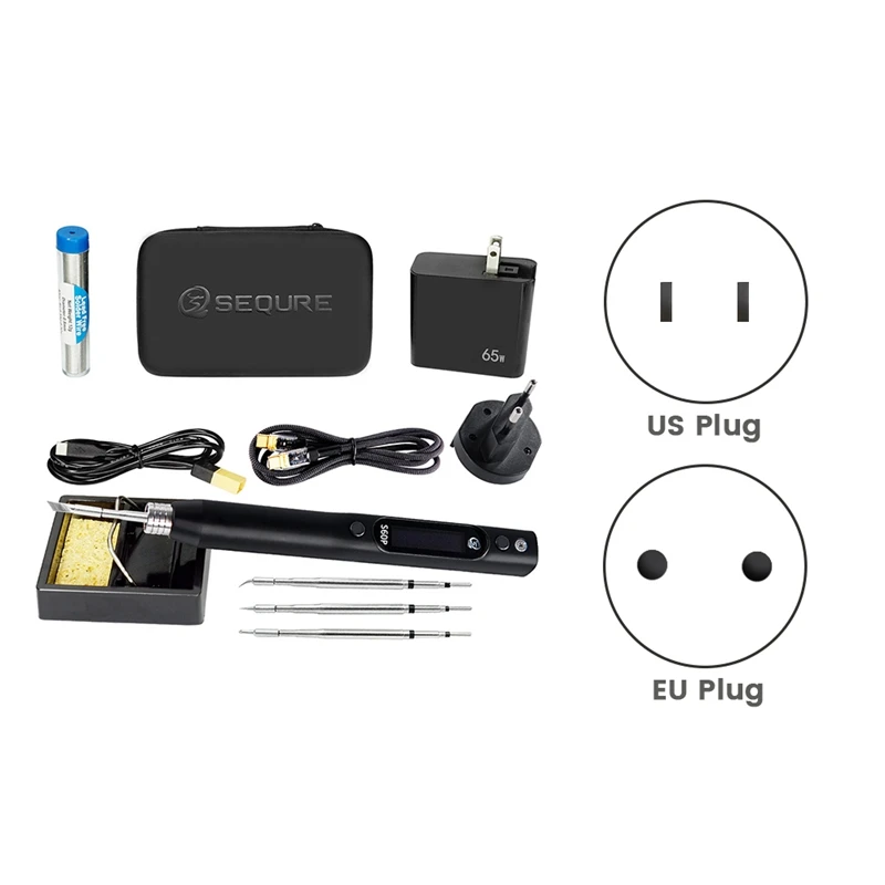 

SEQURE S60P Soldering Iron Set Support PD QC DC PPS Power Supply Iron Tip Set Compatible With C210 Solder Tip EU Plug Durable