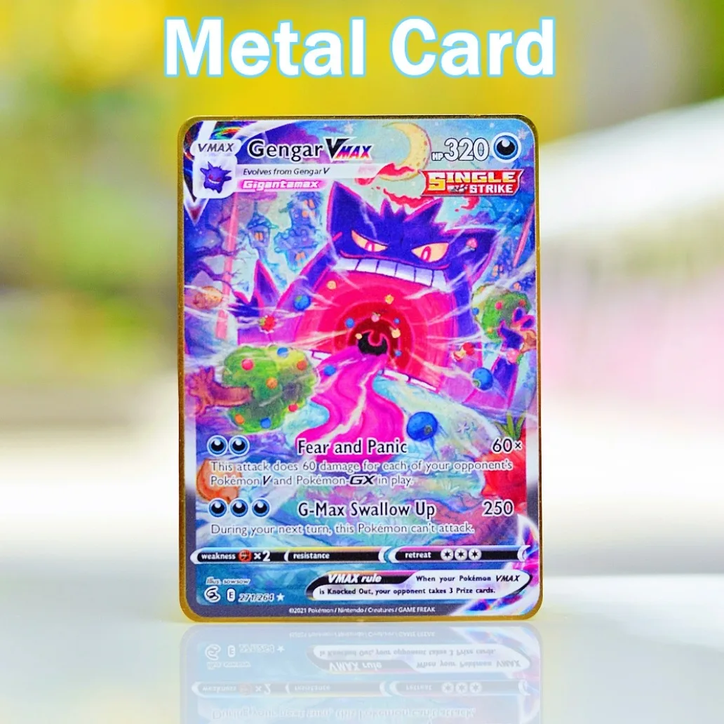 Карты с покемонами золотые металлические карты Tcg Umbreon Vmax Venusaur Gx Pikachu Vstar аниме