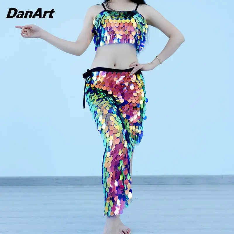 Сексуальный танец живота русалка хип-шарф юбка + бюстгальтер женские костюмы для