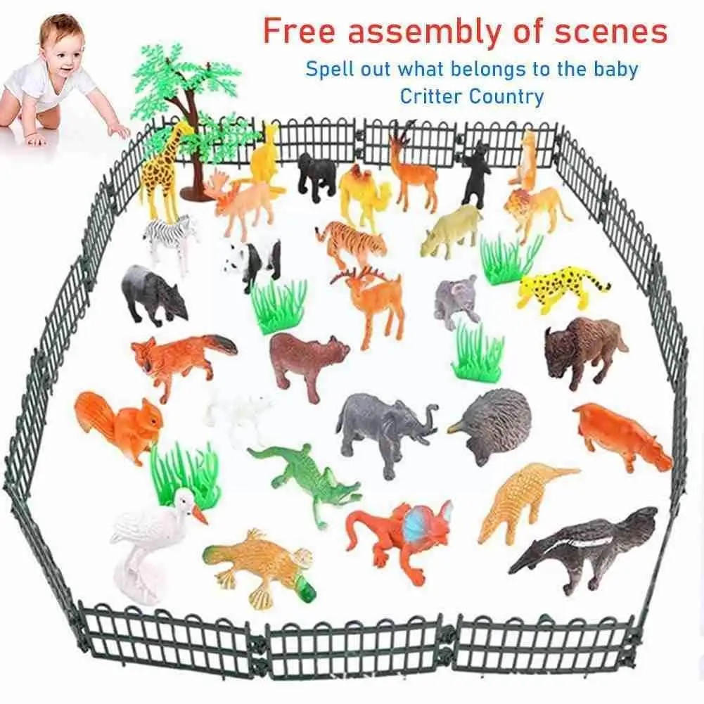 

53 шт./компл. миниатюрная фигурка зоопарка с животными мира, набор экшн-игрушек, детские развивающие игрушки, игровой Набор для малышей F6x2