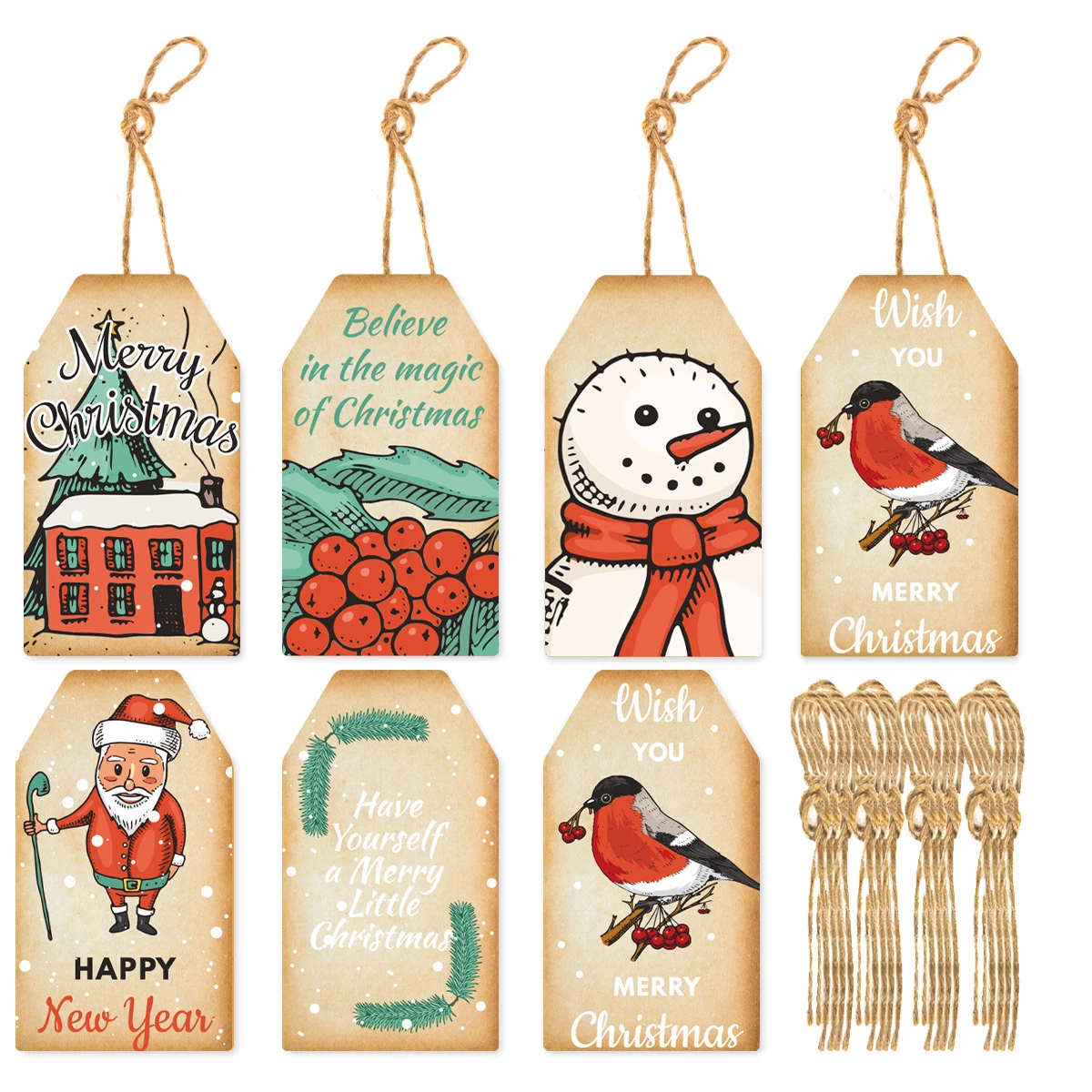 Рождественские крафт-бумажные бирки 60 шт