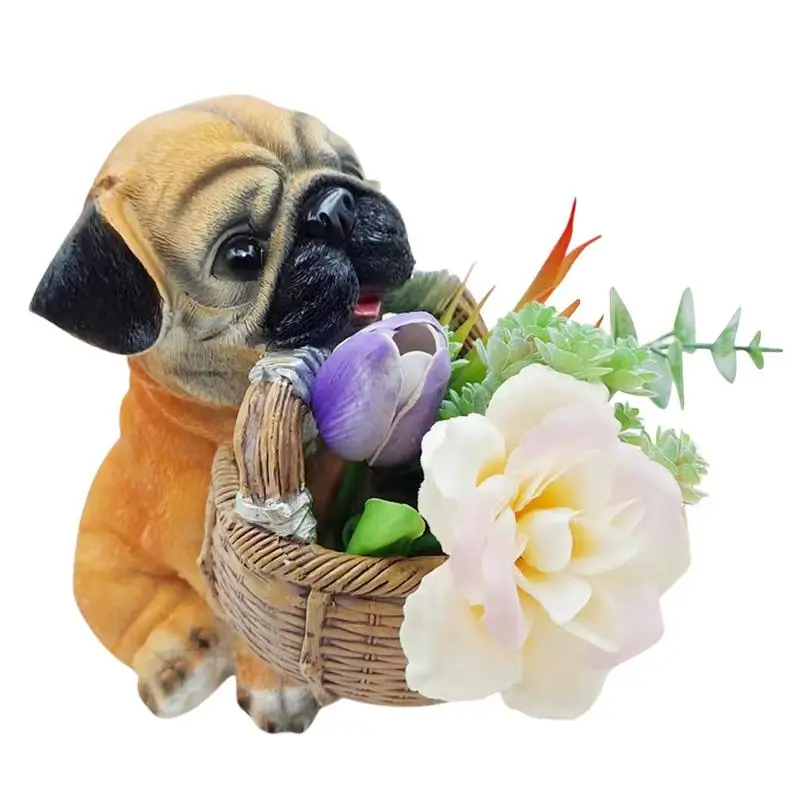 

Sitting Dog Holding Basket Dog Statue Entrance Key Holder Resin Sitting Dog Holding Basket Sculpture Ornament For Living Room